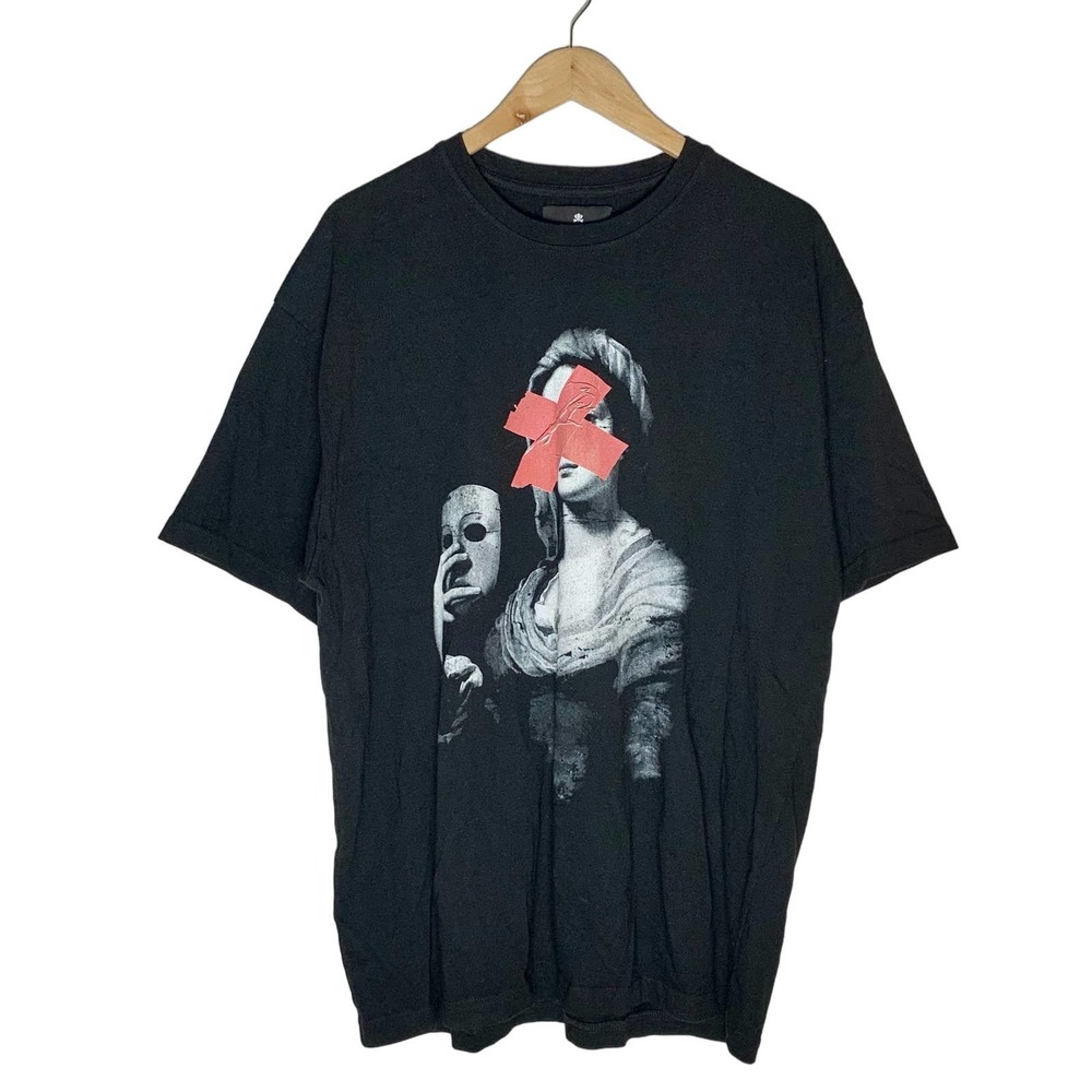 New Manners | Men | Black Streetwear Oversized Graphic Crew Neck Tee | Large
